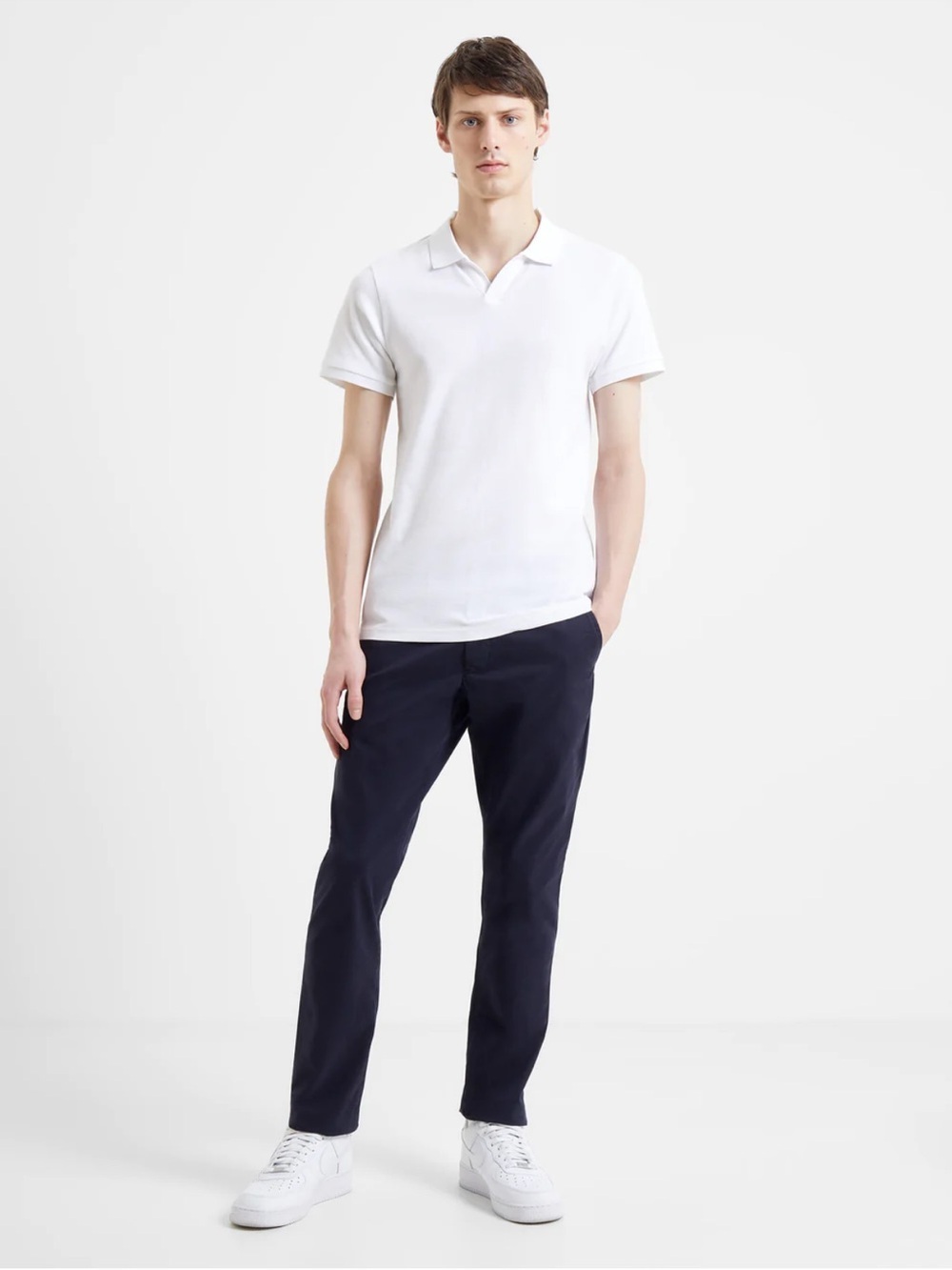 French Connection Classic White Men's Pique Textured Polo Shirt Men’s Small